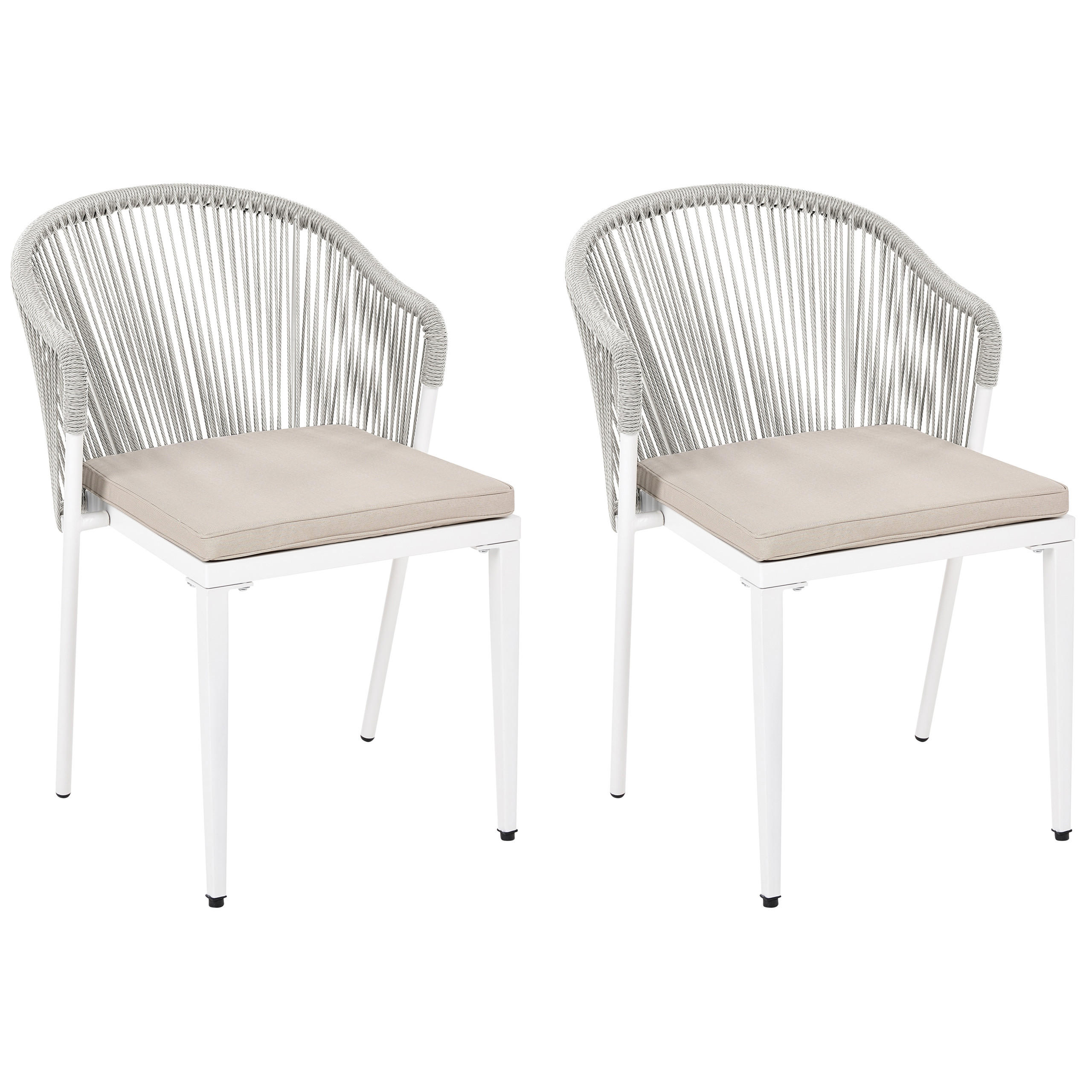 STUHL 2er-Set und Sitzkissen Metall Cremeweiß Paranea - Creme, Metall (46/80/47cm) - Beliani