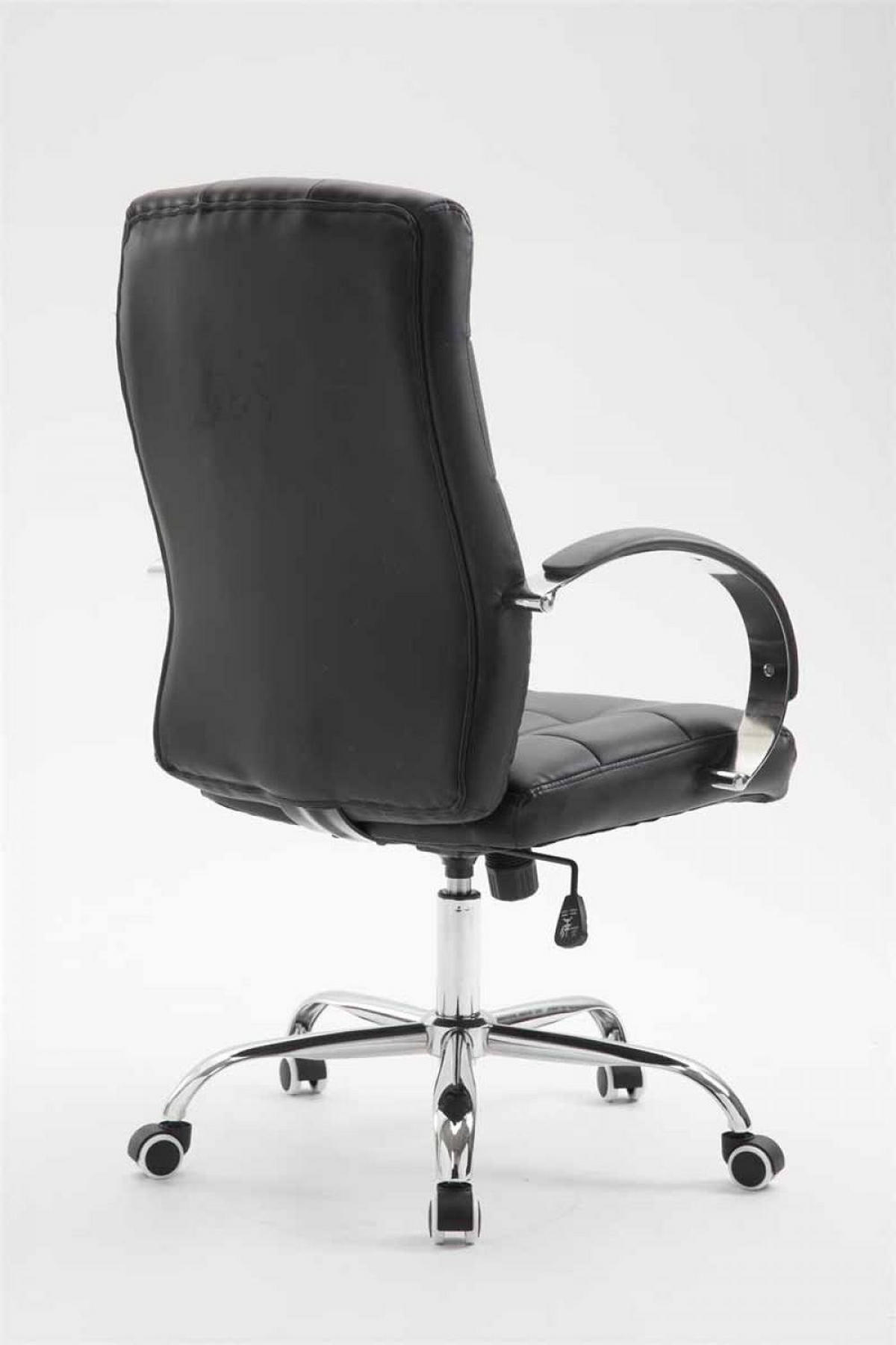 CHEFSESSEL Lederlook schwarz - Chromfarben/Schwarz, Textil/Metall (54/105/51cm) - CLP