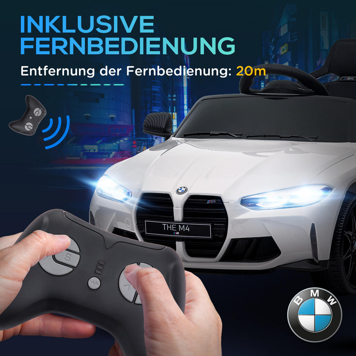 KINDER Elektroauto 12V Kinderfahrzeug mit 2,4G-Fernbedienung, 3-5 km/h, Weiß - Weiß, Kunststoff/Metall (108/69.5/51cm) - AIYAPLAY