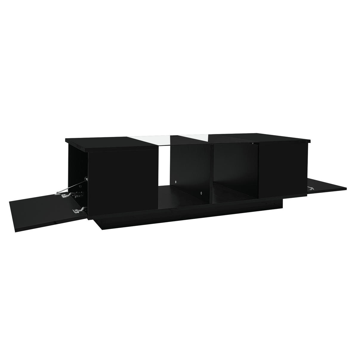 COUCHTISCH 120/50/38.5 cm schwarz aus Glas, MDF und Spanplatte mit LED-Beleuchtung - Schwarz, Holzwerkstoff (120/50/38.5cm) - OKMYHOME