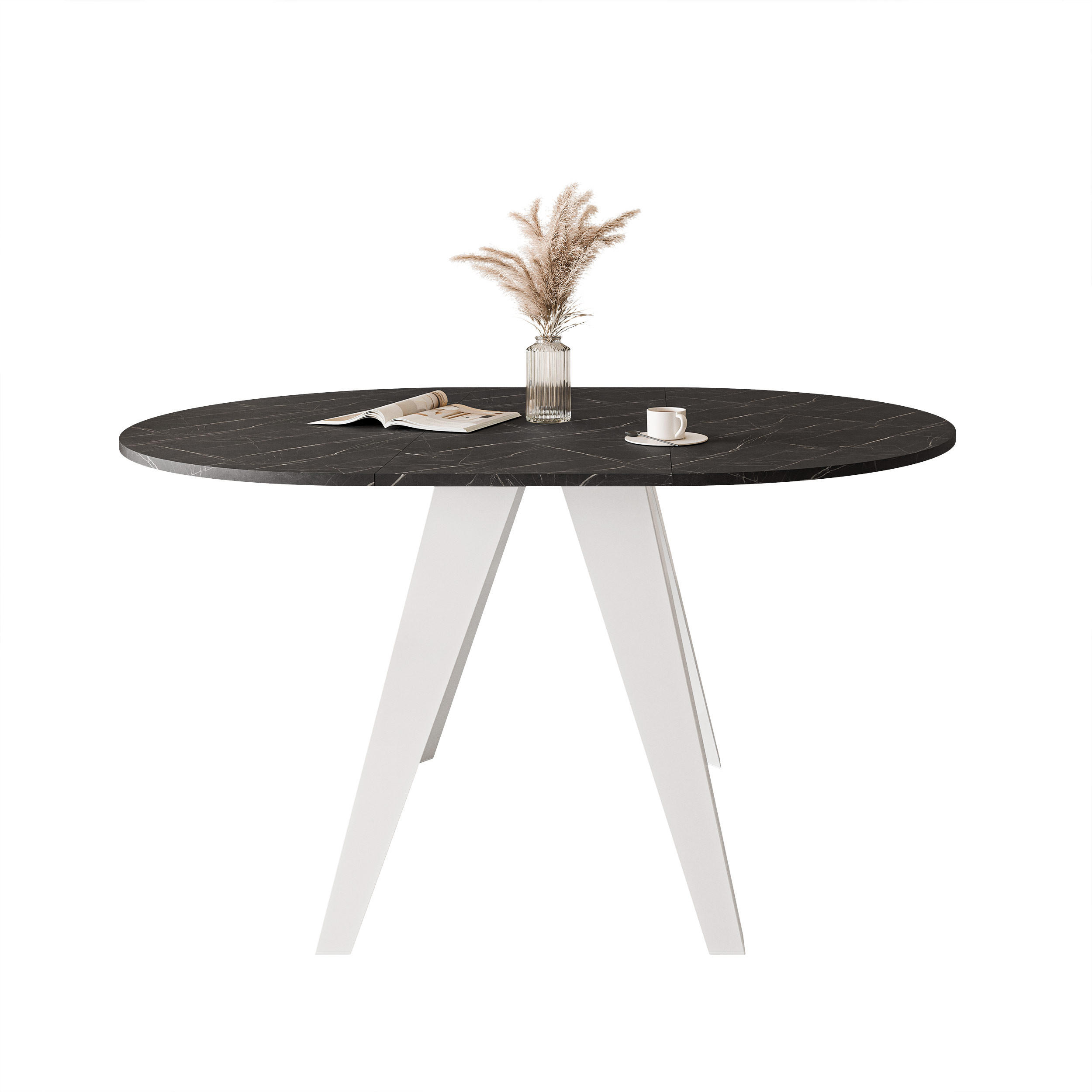 ESSTISCH ausziehbar auf MDF, Schwarz - Schwarz/Weiß, Holzwerkstoff (90/90/76cm) - Idohome