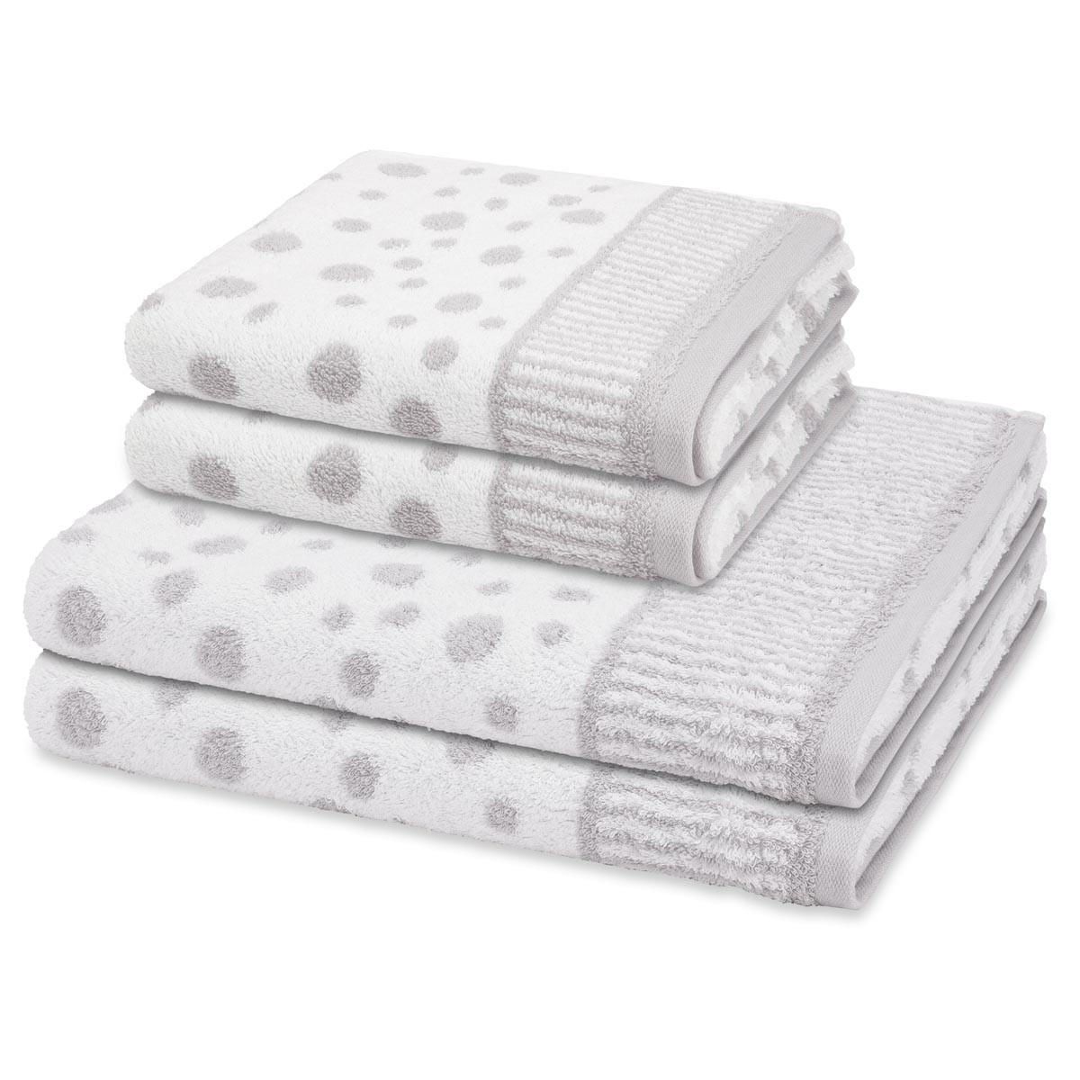 FROTTIERSET Punkte allover 4-teilig - Grau, Textil (50/100cm) - Ross