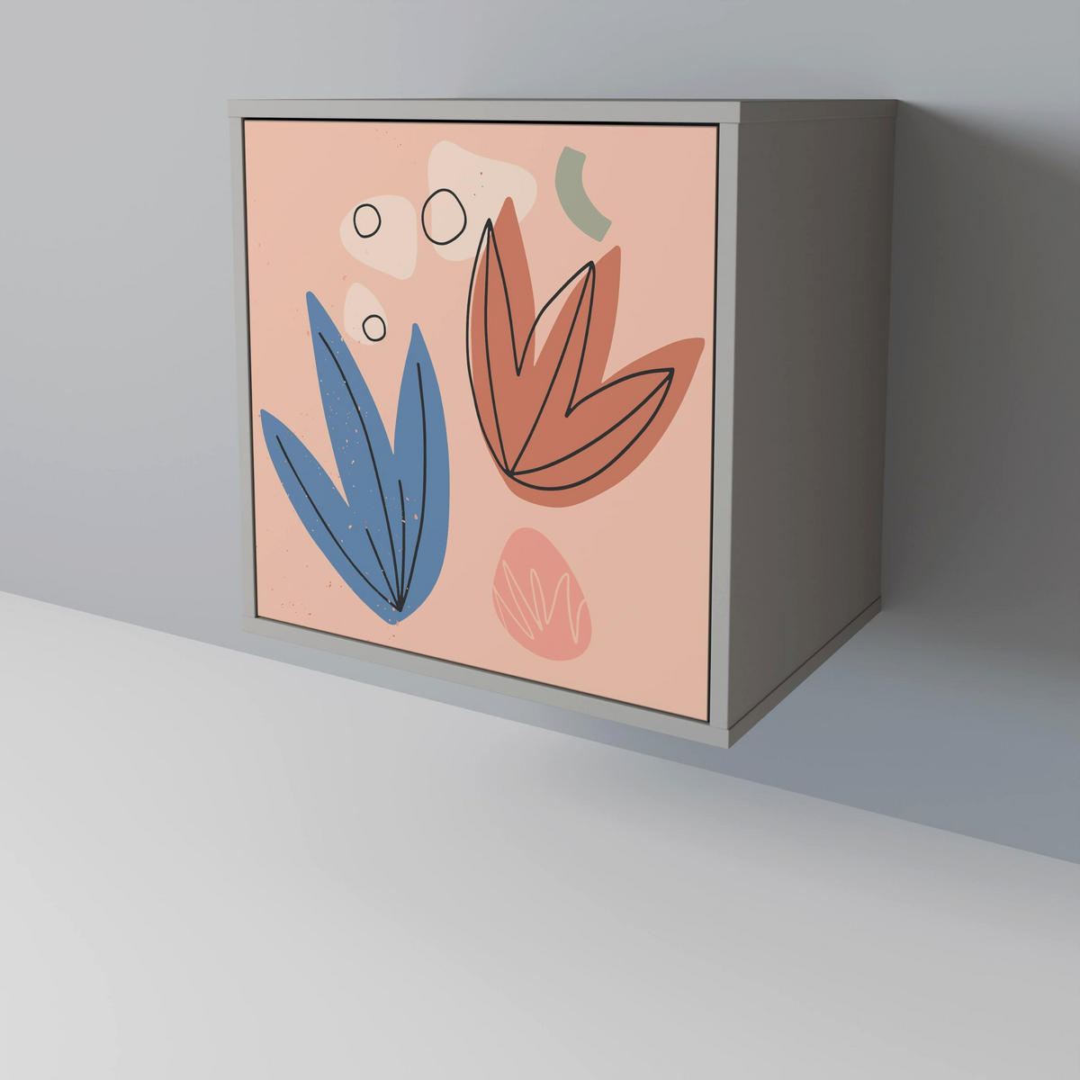 SIDEBOARD PASTEL DESTINY, Grau, 57,5x42x70,5 cm, Schwarze Metall-Sternfüße - Multicolor/Schwarz, Holzwerkstoff/Metall (57.5/70.5/42cm) - SpaceRebels