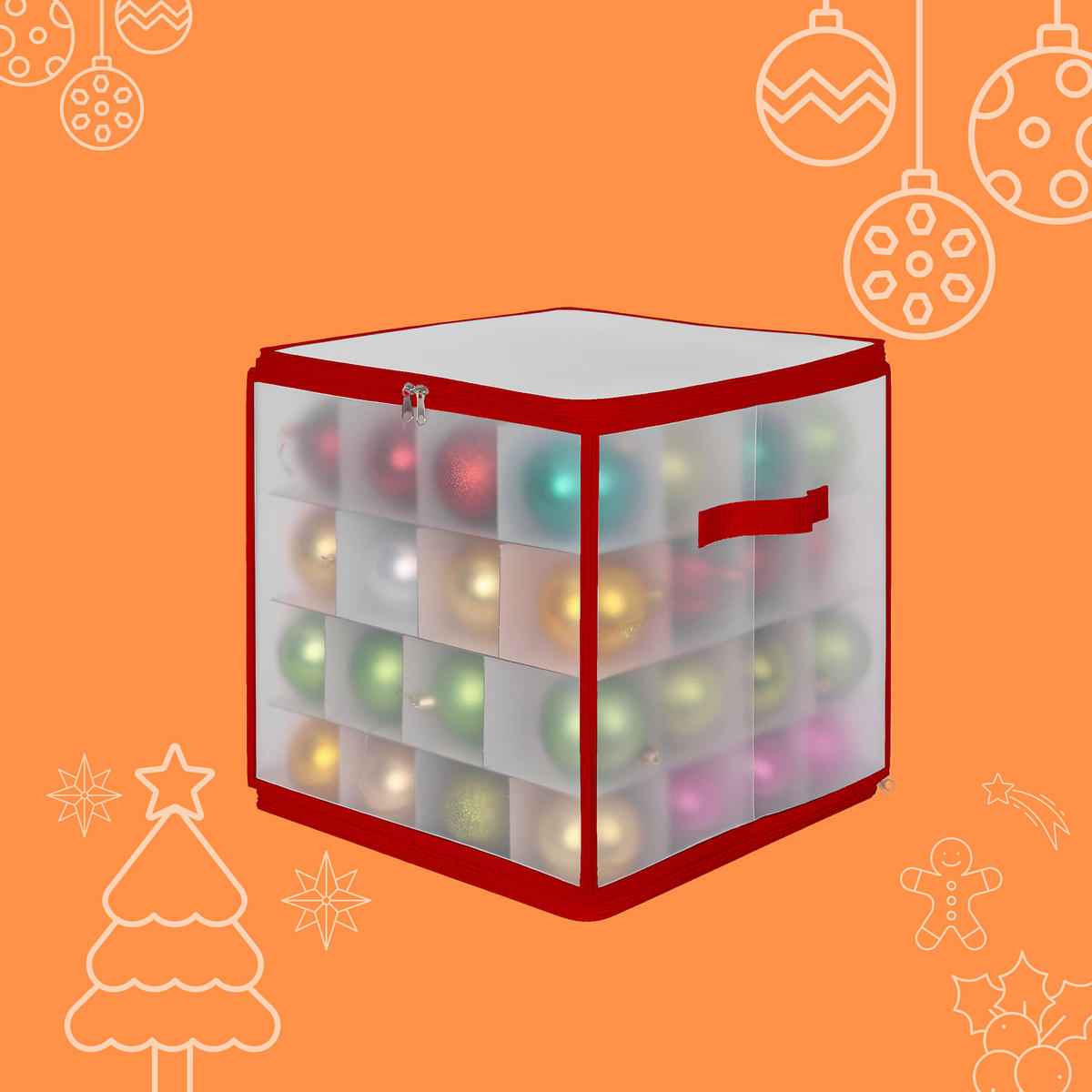 WEIHNACHTSKUGEL-AUFBEWAHRUNGSBOX - Transparent, Wellpappe/Kunststoff (36/18/36cm) - Relaxdays