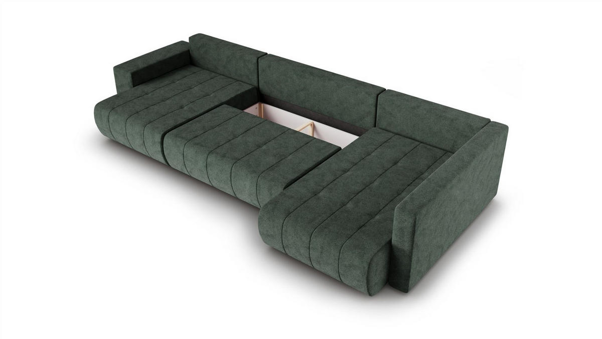 WOHNLANDSCHAFT Armanda - Grün, Holzwerkstoff/Textil (185/83/392cm) - Fun Möbel