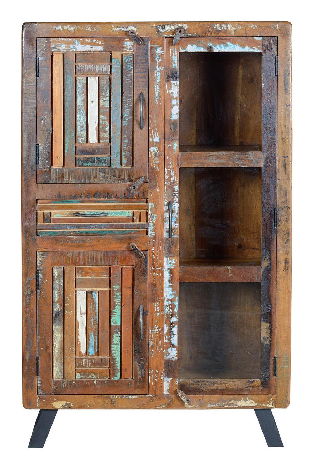 VITRINE aus recyceltem Holz - Chromfarben, Holz (38/140/90cm) - Giner y Colomer