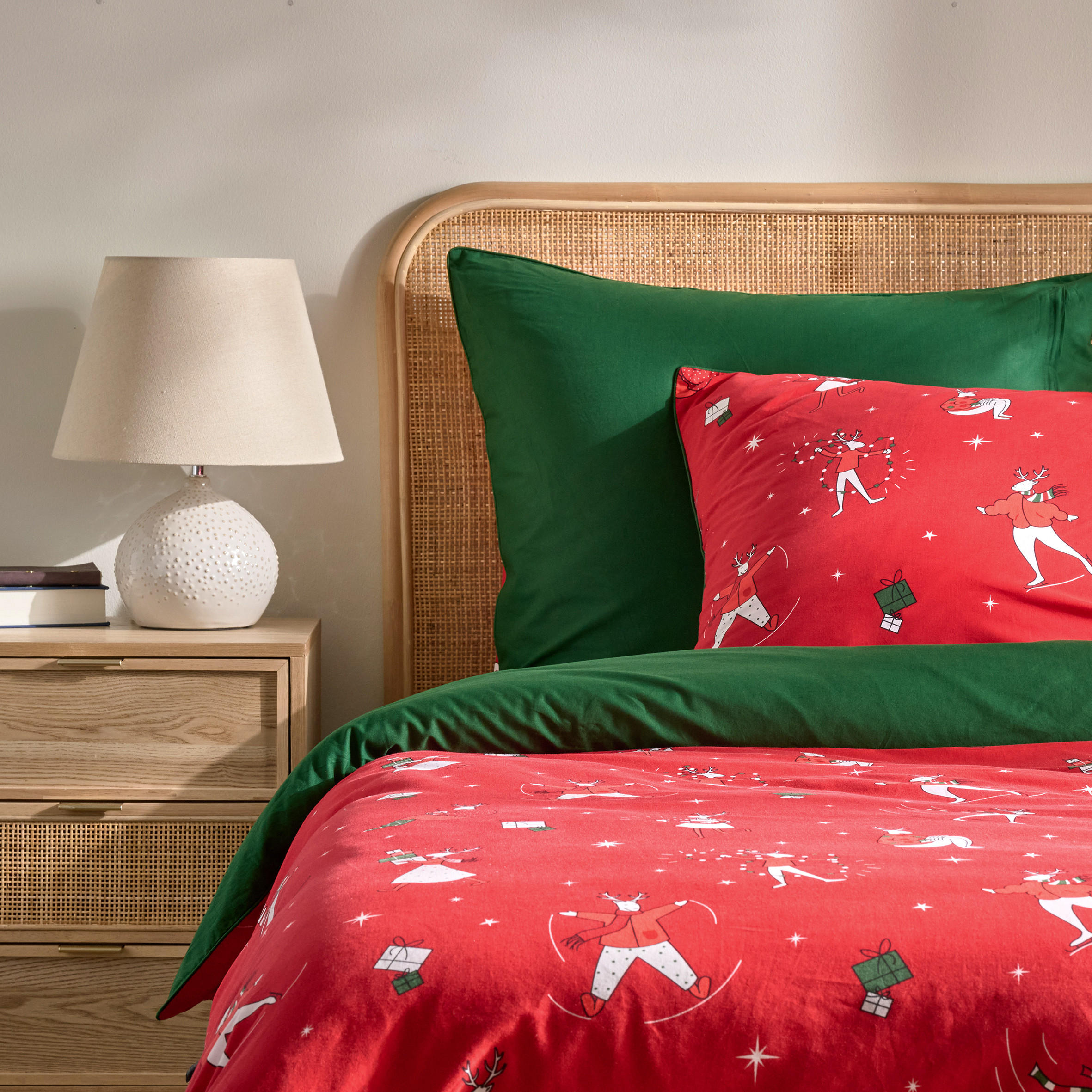 BETTWÄSCHE Baumwoll OLINERINI, 160x200 cm, Rot, Winter Weihnachten Bettbezug, Weihnachtsdeko, Christmas, Weihnachtsmotiv - Rot, Textil (160/200cm) - home&you