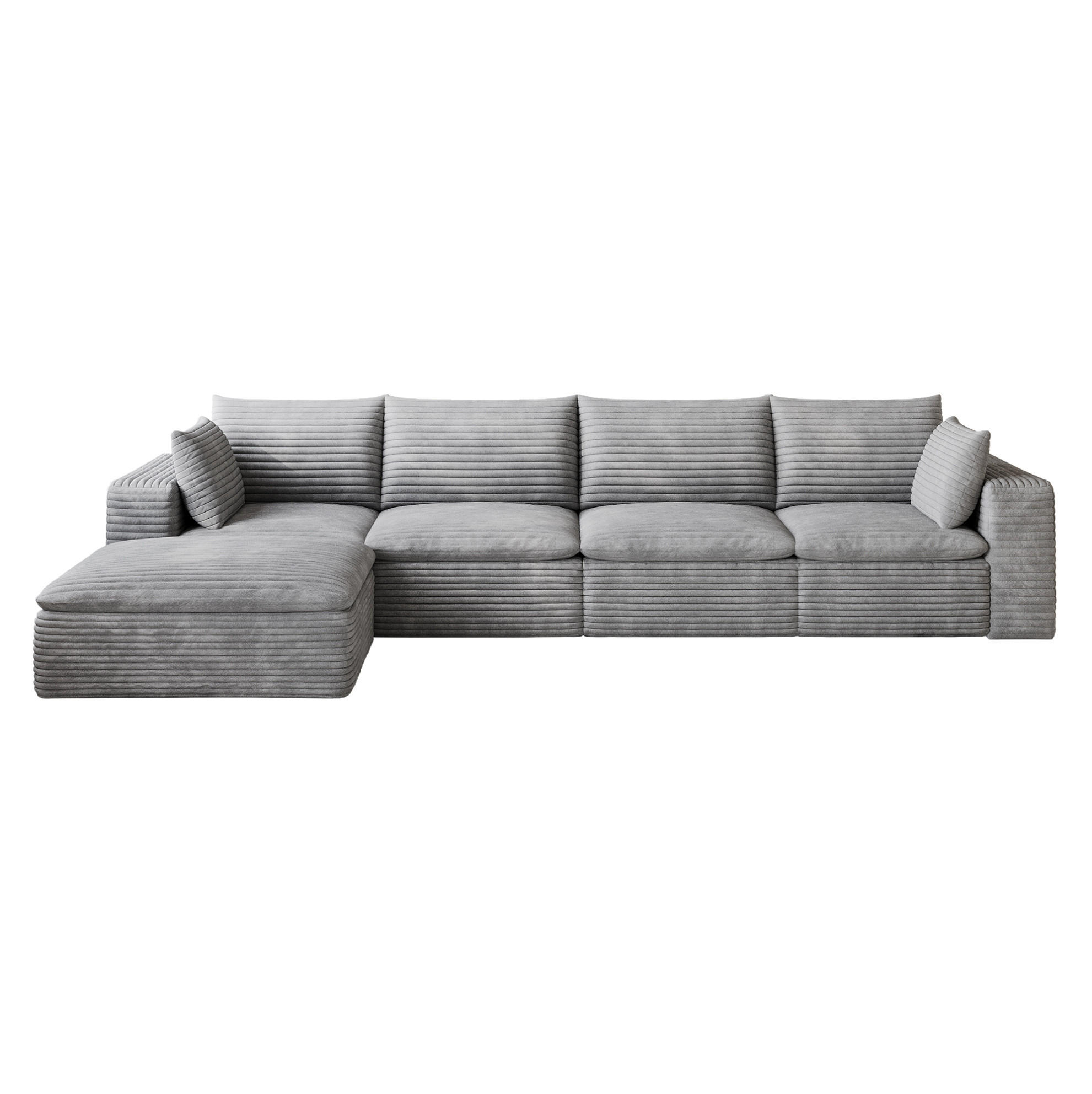 ECKSOFA aus Stoff 340 cm Grau modular, mit abnehmbarer Polsterung und Schaumstoffkern - Grau, Textil (340/160cm) - Modfu