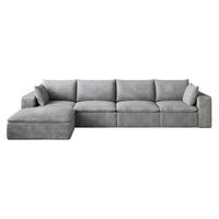 ECKSOFA aus Stoff 340 cm Grau modular, mit abnehmbarer Polsterung und Schaumstoffkern - Grau, Textil (340/160cm) - Modfu