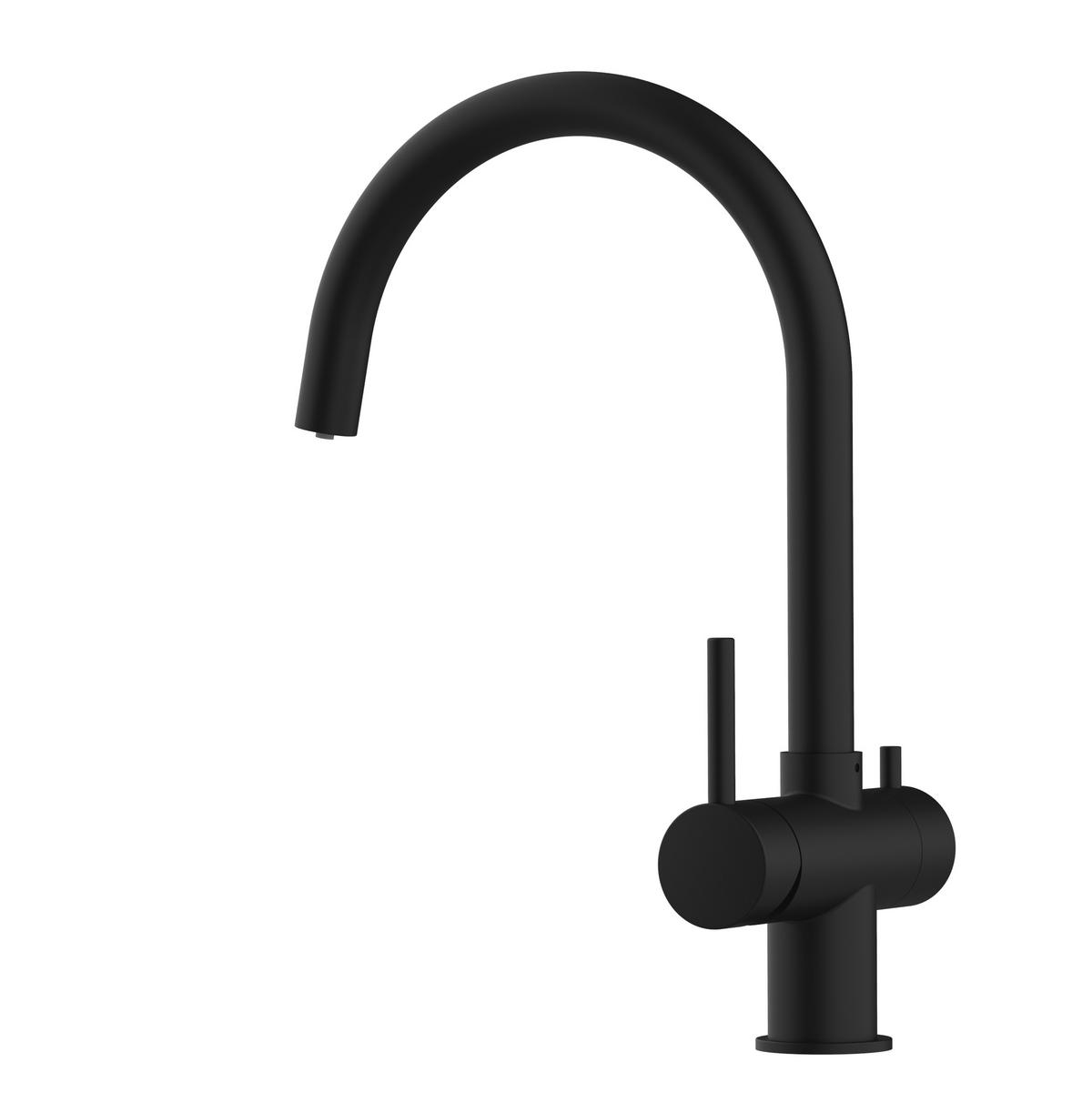3-WEGE-KÜCHENARMATUR, Edelstahl Massiv aus Chirurgenstahl, PVD Schwarz Matt, 360° schwenkbar - Schwarz, Metall (23/39/23cm) - VIZIO