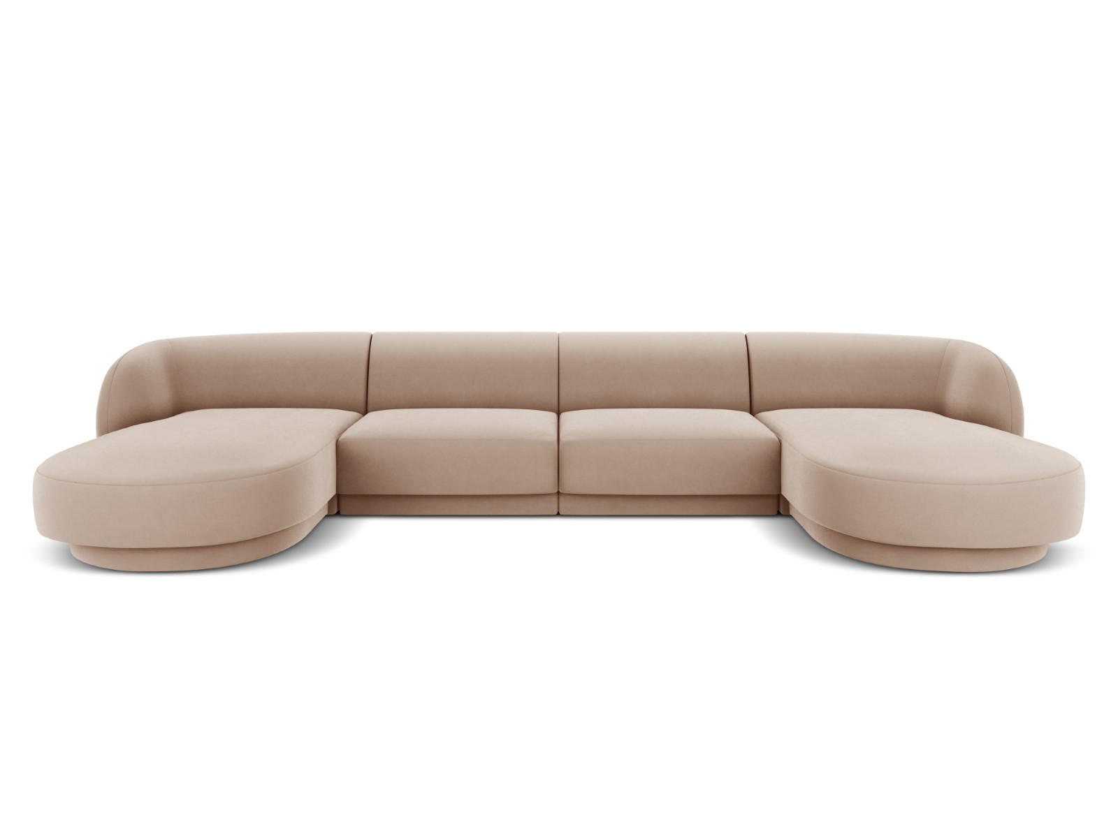 PANORAMASOFA Miley aus Samt cappuccino 5 Sitzplätze - Cappuccino, Textil (156/70/330cm) - Micadoni