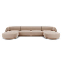 PANORAMASOFA Miley aus Samt cappuccino 5 Sitzplätze - Cappuccino, Textil (156/70/330cm) - Micadoni