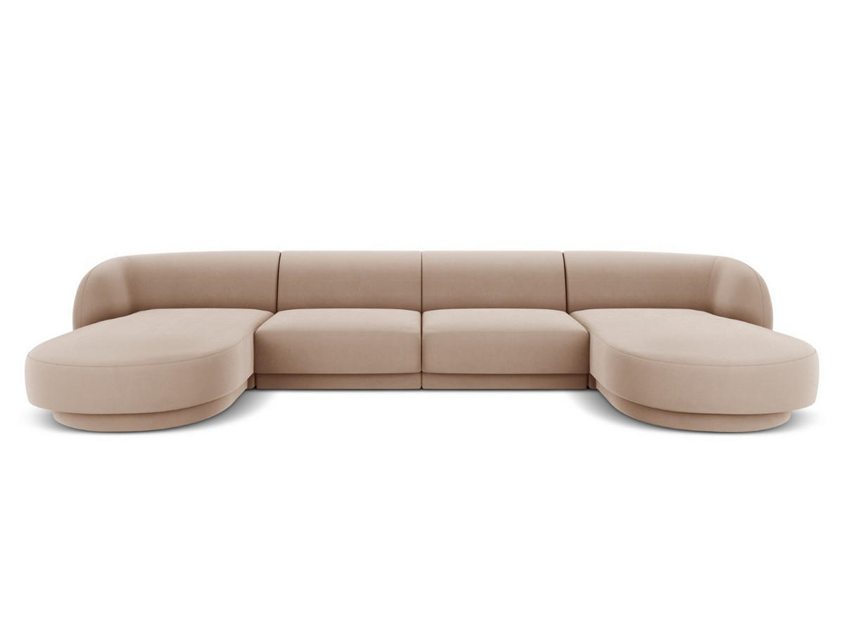 PANORAMASOFA Miley aus Samt cappuccino 5 Sitzplätze - Cappuccino, Textil (156/70/330cm) - Micadoni