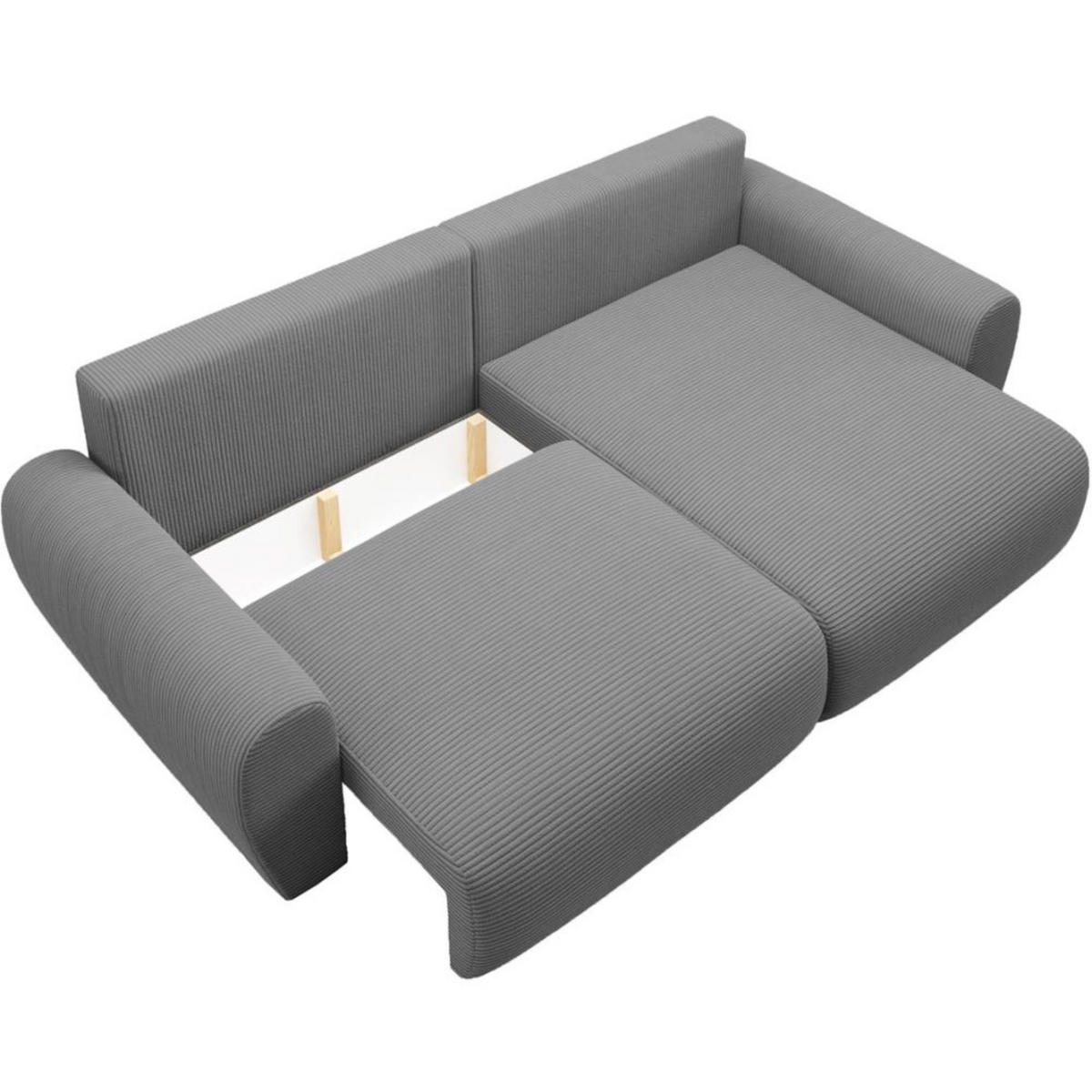 ECKSCHLAFSOFA Poss L grau rechts - Grau, Textil (253/153cm) - Beautysofa
