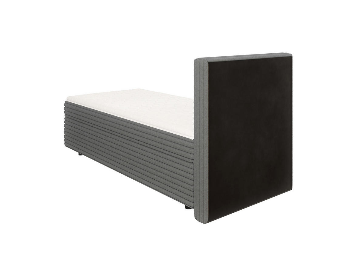 BOXBETT Roma 90/200 cm Dunkelgrau Plüschcord - Dunkelgrau/Schwarz, Holz/Kunststoff (90/200cm) - S-Style Möbel