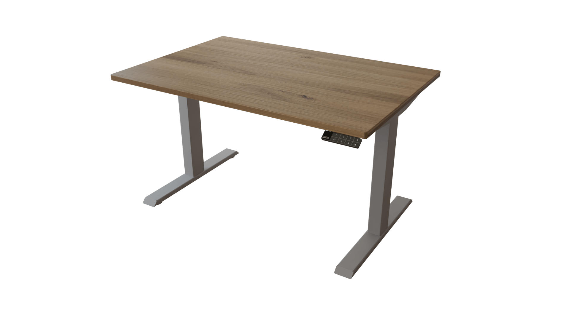 SCHREIBTISCH 120/80 elektrisch höhenverstellbar aus Wildeiche - Silber - Braun/Grau, Holz (80/120/72.5cm) - MeinMassivholz