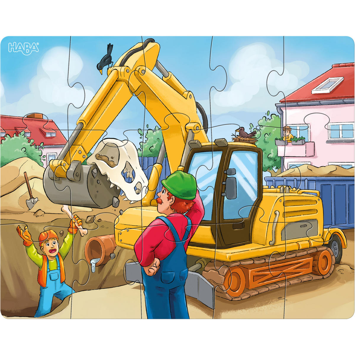 PUZZLE Baustellenfahrzeuge, ab 3 Jahre - Multicolor, Naturmaterialien (24/5.1/29cm) - Haba