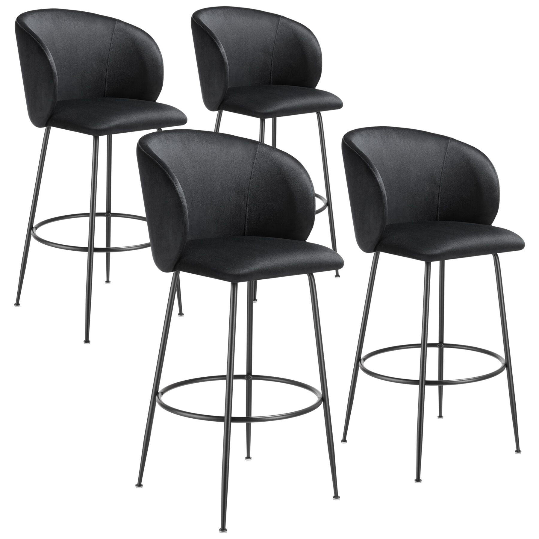 BARSTUHL Luana,51 x 60 x 106 cm, Belastbarkeit 120 kg,schwarz/schwarz - Schwarz, Kunststoff (51/106/60cm) - tectake
