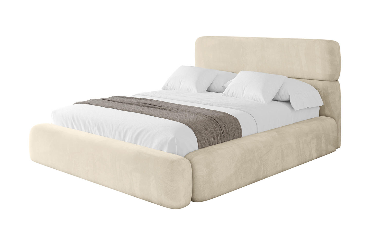 POLSTERBETT mit Bettkasten und Lattenrost, Bett mit Matratze H3/H4 - ENORA 180x200 Beige - Ecru, Holzwerkstoff/Textil (180/200cm) - ALTDECOR