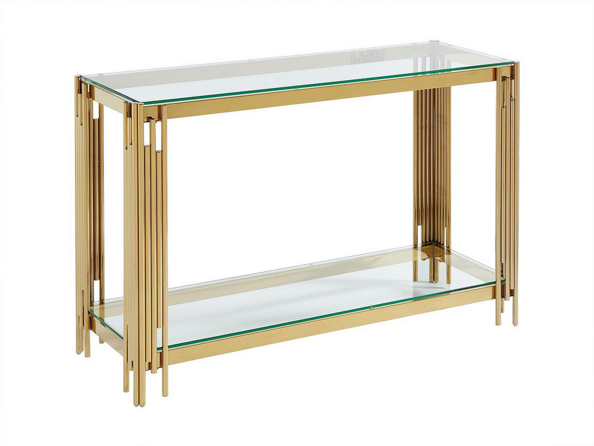 KONSOLENTISCH - 123.5 cm x 43.5 cm - Glas - Goldfarben - NOMELANO - Goldfarben, Glas (43.5/123.5/78cm) - Vente-Unique