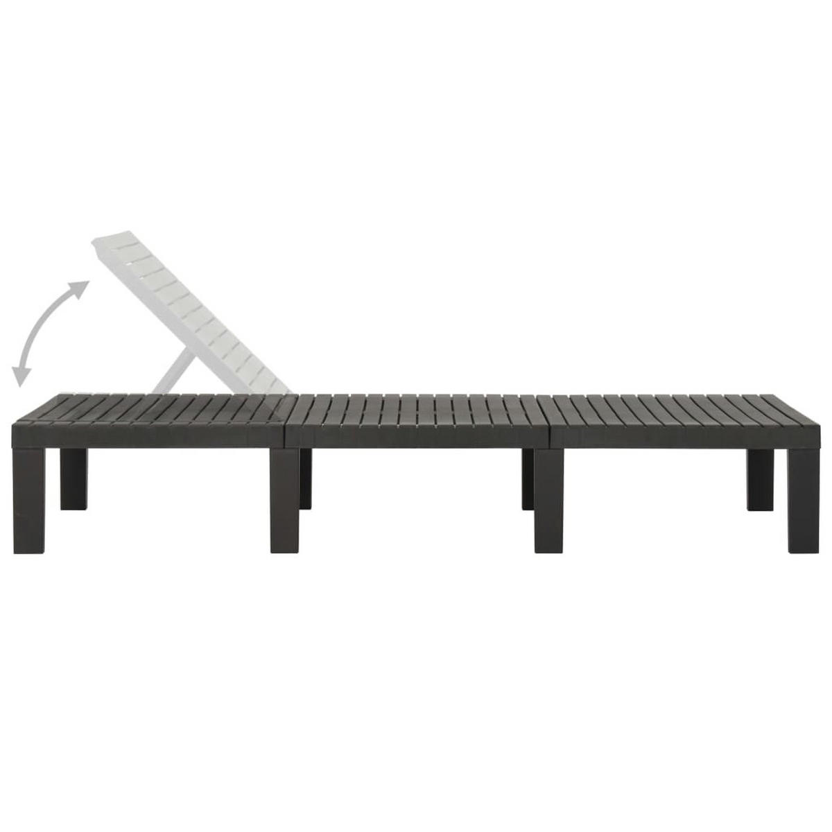 SONNENLIEGE Kunststoff Anthrazit - Anthrazit, Kunststoff (65/32/195cm) - vidaXL