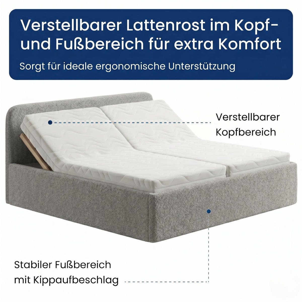 POLSTERBETT 200x200 cm Bouclé Silber - Silberfarben, Textil (200/200cm) - Home Collective