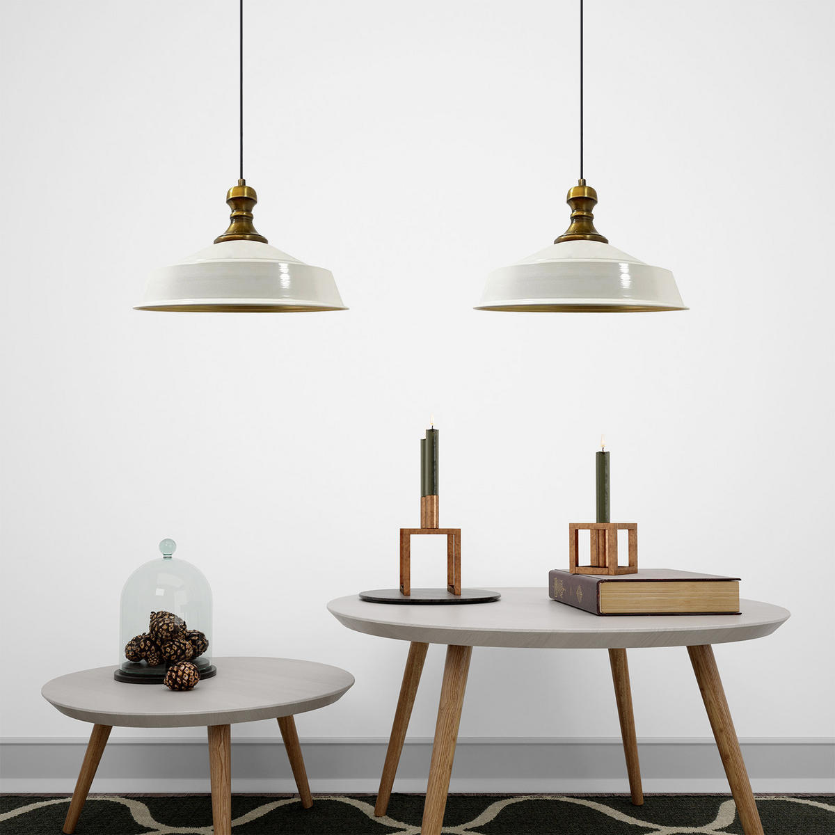 PENDELLEUCHTE Asletl 2 Flammig 40/36 cm - Goldfarben/Weiß, Metall (36/40/28cm) - Bamyum