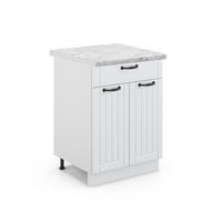 KÜCHENUNTERSCHRANK Fame-Line Weiß Landhaus 60 cm mit Schublade AP Marmor - Creme/Weiß, Holzwerkstoff (60/82/60cm) - Vicco