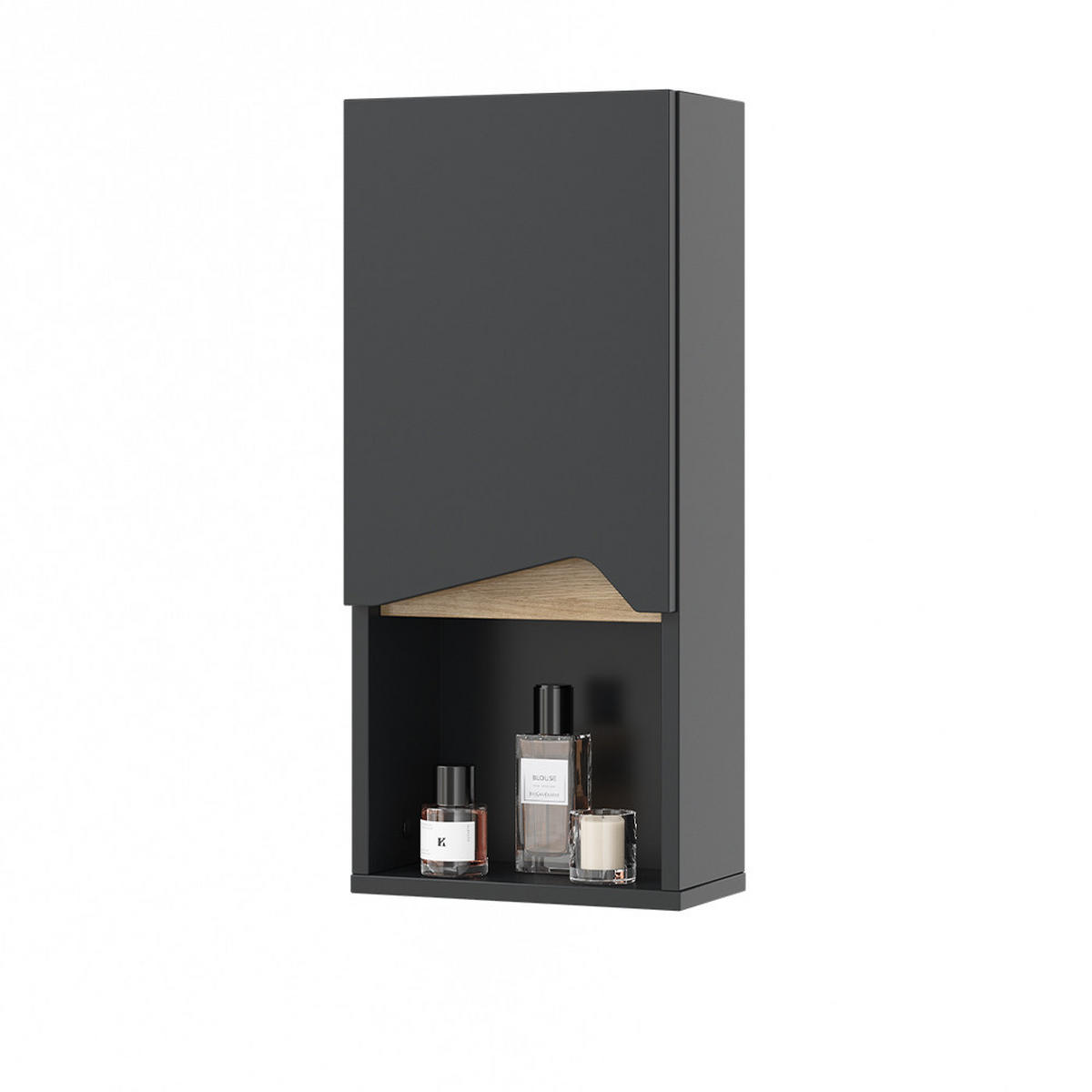 BADSCHRANK Marelle Anthrazit 30 x 67 cm mit Tür und offenem Fach - Anthrazit, Holzwerkstoff (30/67/17cm) - Vicco