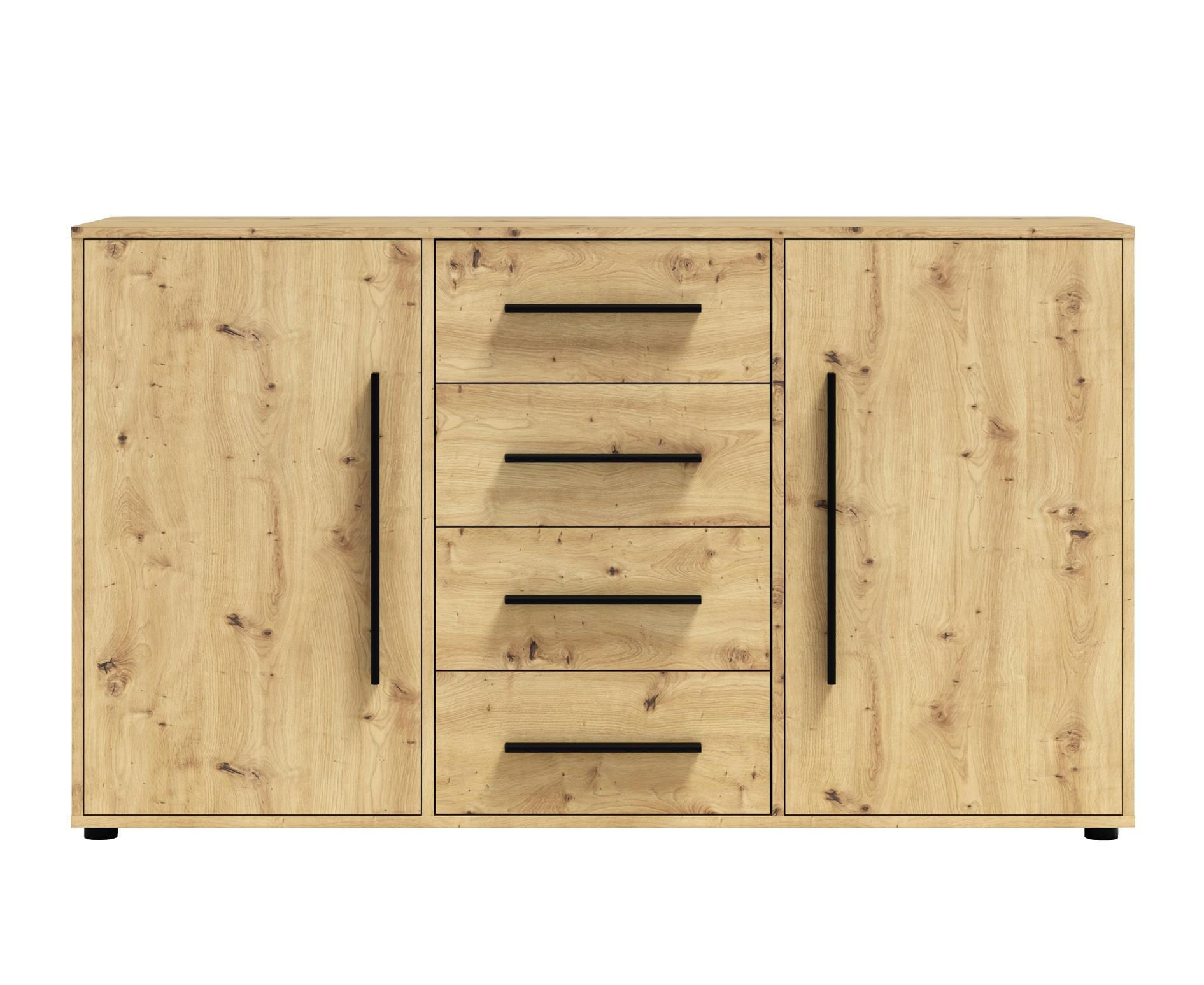 KOMMODE Maxivo Artisan Eiche - Schwarz/Eiche Artisan, Holzwerkstoff (150/87/40cm) - Bettso