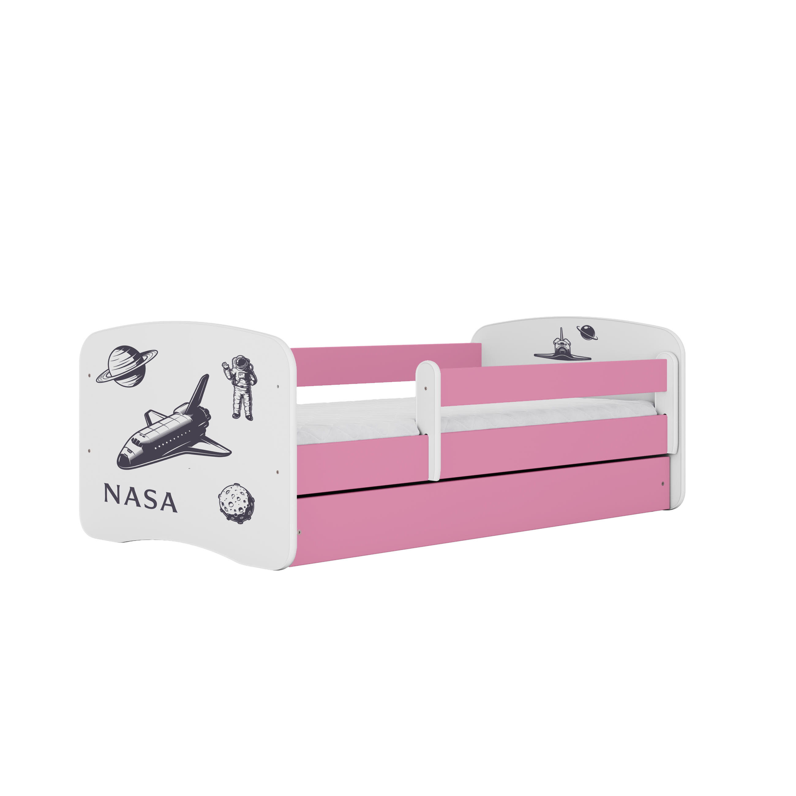 KINDERBETT NASA mit Schublade 140/70 80/61/144 - Rosa, Holzwerkstoff (70/140cm) - RAUMHIRSCH FURNITURE