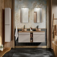 BADMÖBEL-SET 11 Teile - Iconic Cashmere I BM11 in Kaschmir Matt / Coast Evoke Eiche - Kaschmir, Holz (180/160/46cm)