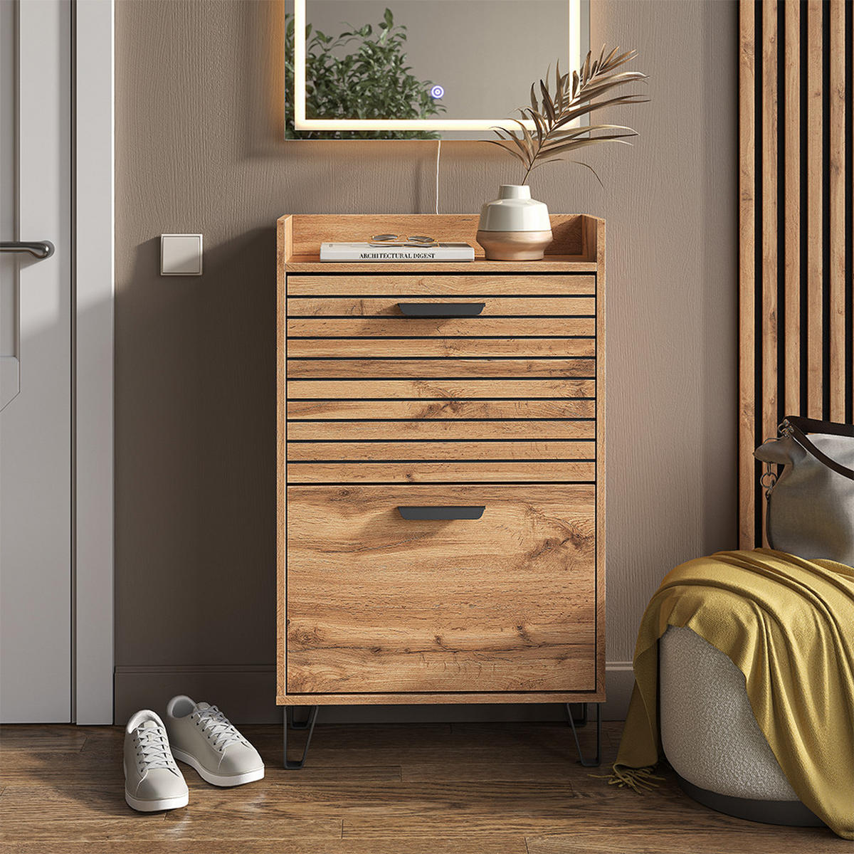 VÝKLOPNÍK NA BOTY Amber Dub Wotan - dub Wotan, kompozitní dřevo (59.8/100/25cm) - Vicco