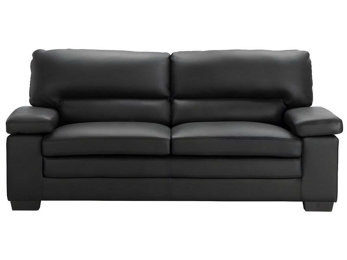 COUCHGARNITUR - 5 Personen - leder - schwarz Mimas - Schwarz, Leder (162/97/89cm) - Vente-Unique