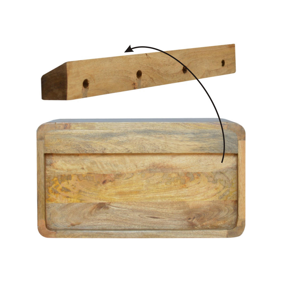 NACHTTISCH aus Massivholz - Eichefarben/Messingfarben, Holz/Metall (45/25/32cm) - Artisan Furniture