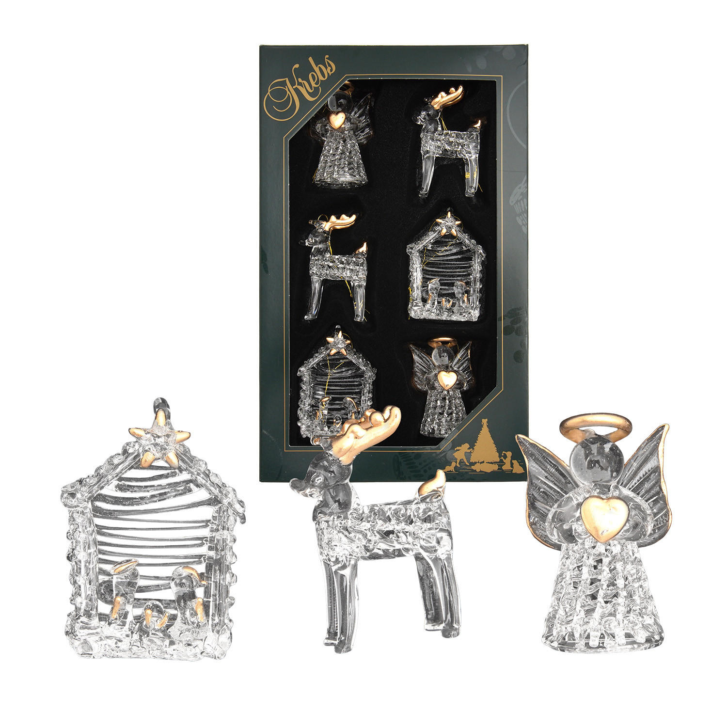 CHRISTBAUMSCHMUCK Kristallformen Transparent 6cm (Glas / 6 Stk.) - Transparent, Glas (4/6/3cm)