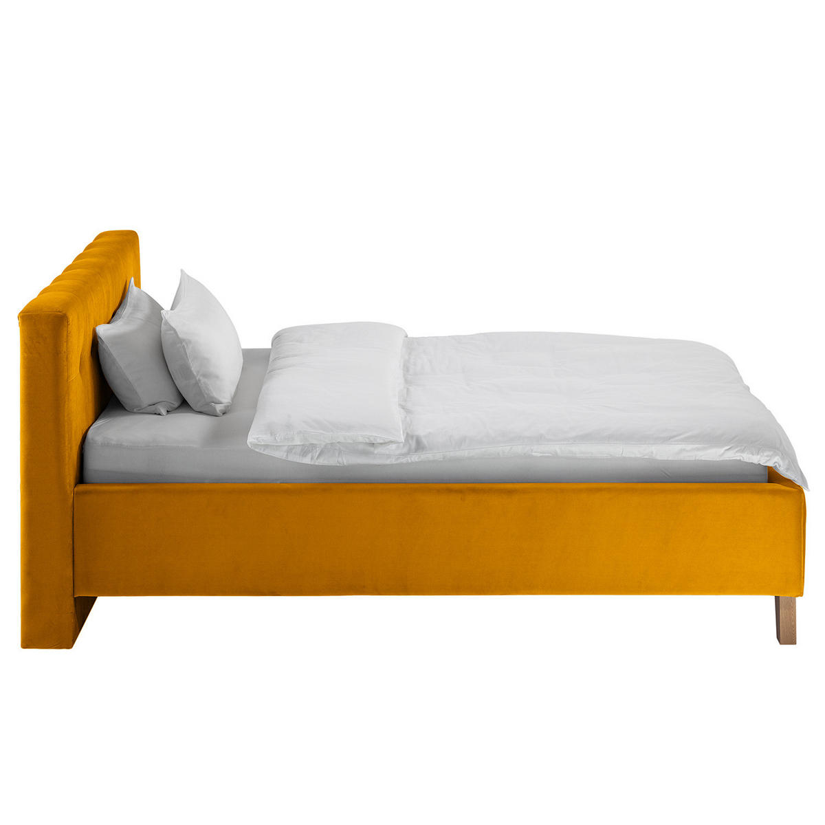 POLSTERBETT - Samt - Gelb, Textil (140/200cm) - home24