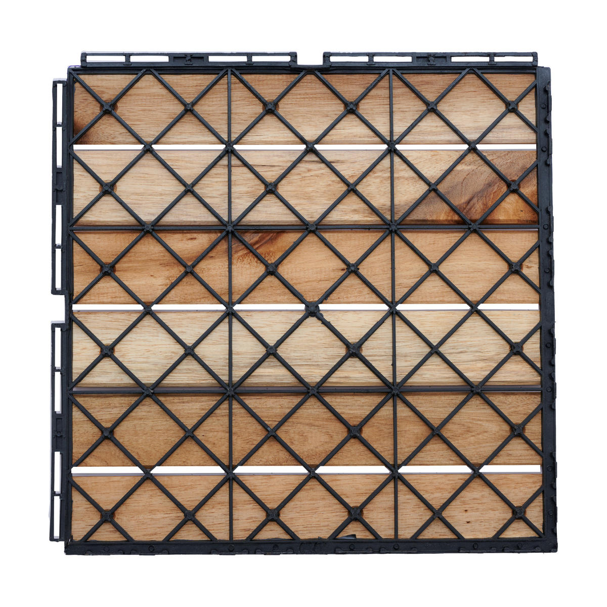 KLICKFLIESEN-SET 10 TLG. Alliste - Naturfarben, Holz (30/30/1.9cm) - casa.pro