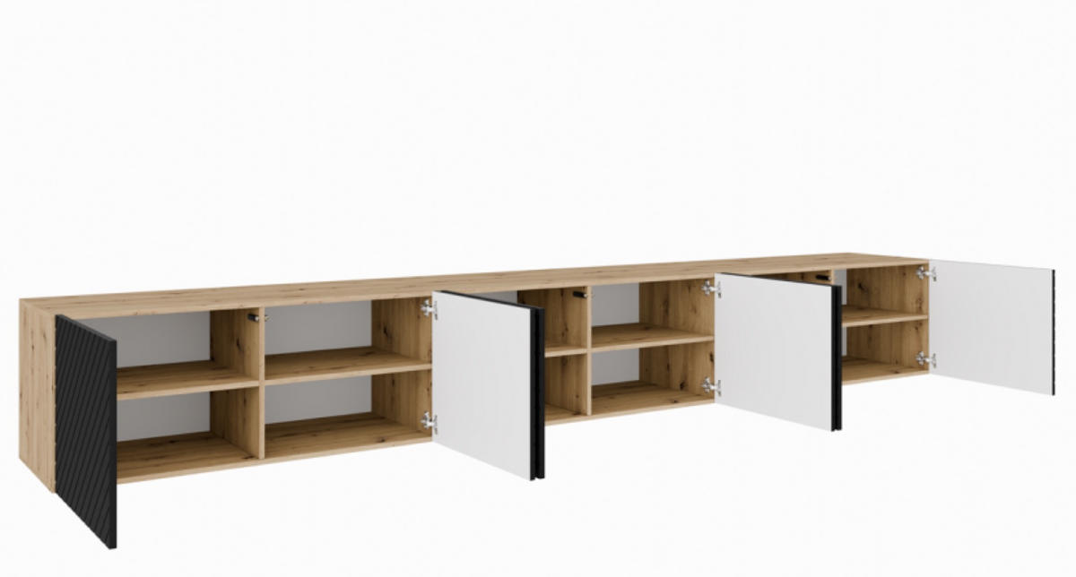 TV-LOWBOARD Schwarz NIKOL 300 Fregefronte Geschlossen - Schwarz, Holzwerkstoff (300/41/40cm) - Sepro Meble