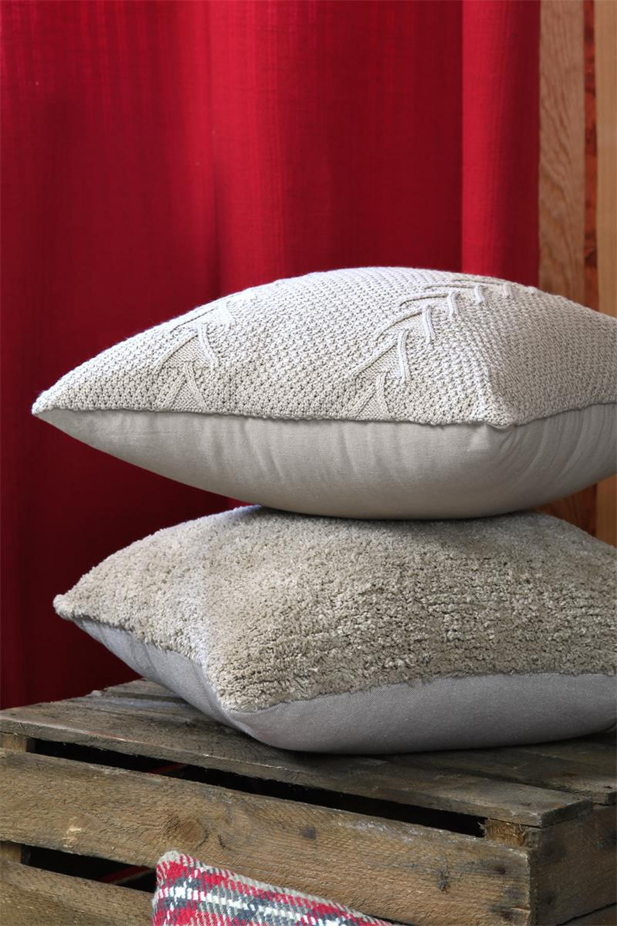 DEKOKISSEN 100% Baumwolle Megeve 40/40/2 cm - Beige, Naturmaterialien (40/40cm) - STOF