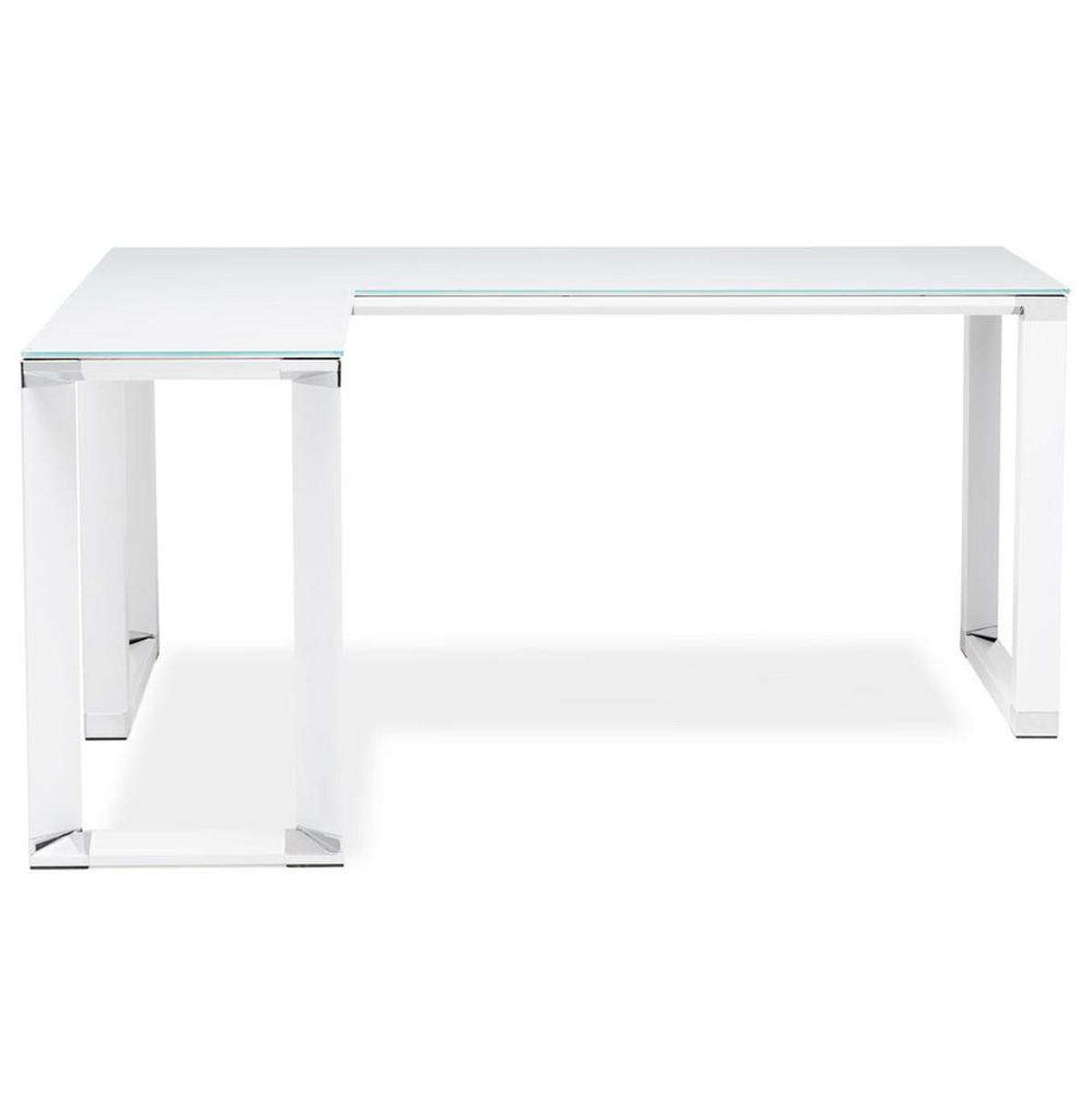 ECKSCHREIBTISCH Glas Metall Chromakzente Platzsparend KERIX, Weiß 170x160x73 cm - Weiß, Glas/Metall (160/170/73cm) - KADIMA DESIGN