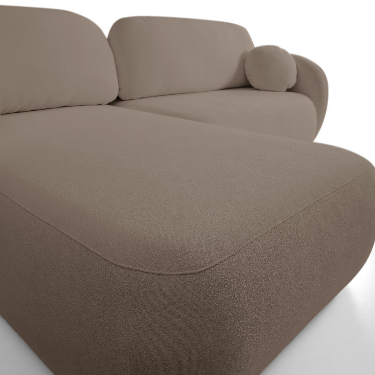 ECKSOFA AMICO L-S Braun Geflochtener Stoff mit Schlaffunktion - Braun, Holz (248/174cm) - MASSENO