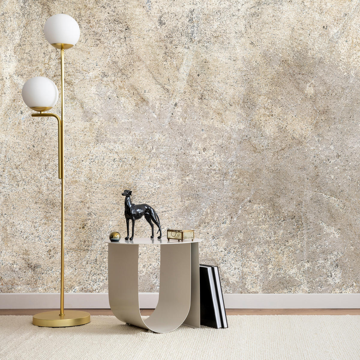 FOTOTAPETE für Wohnzimmer Mauer Beton Modern Beige Stil 150x105 - Beige/Braun, Papier (150/105cm) - Muralo