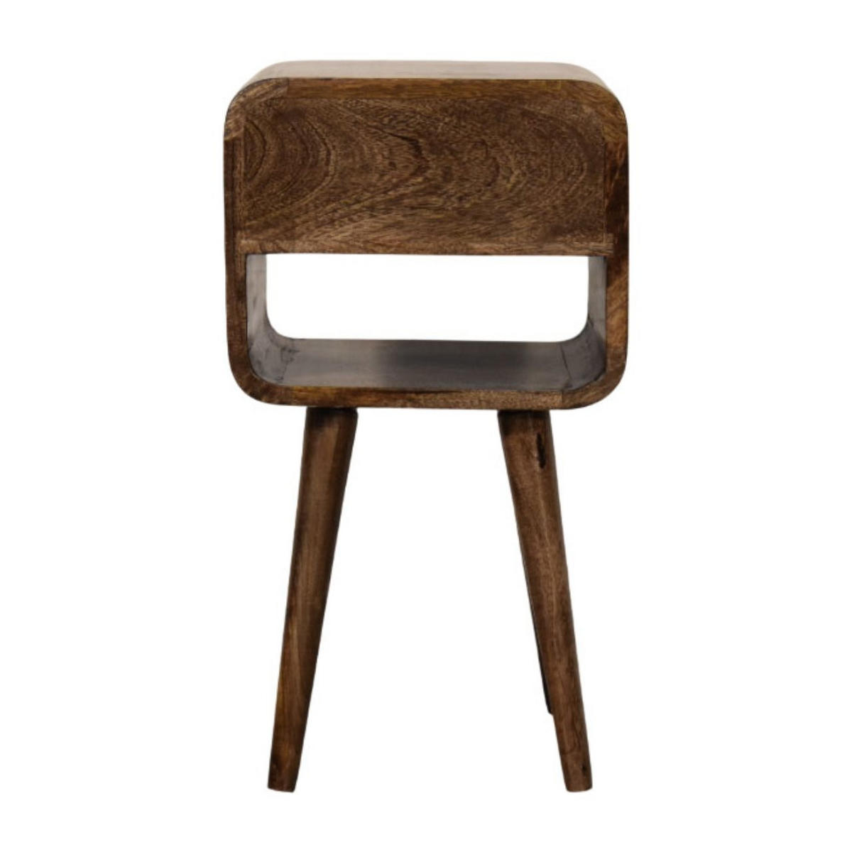 NACHTTISCH Abgerundet mit offenem Regal in Braun - Dunkelbraun/Messingfarben, Holz (30/55/30cm) - Artisan Furniture