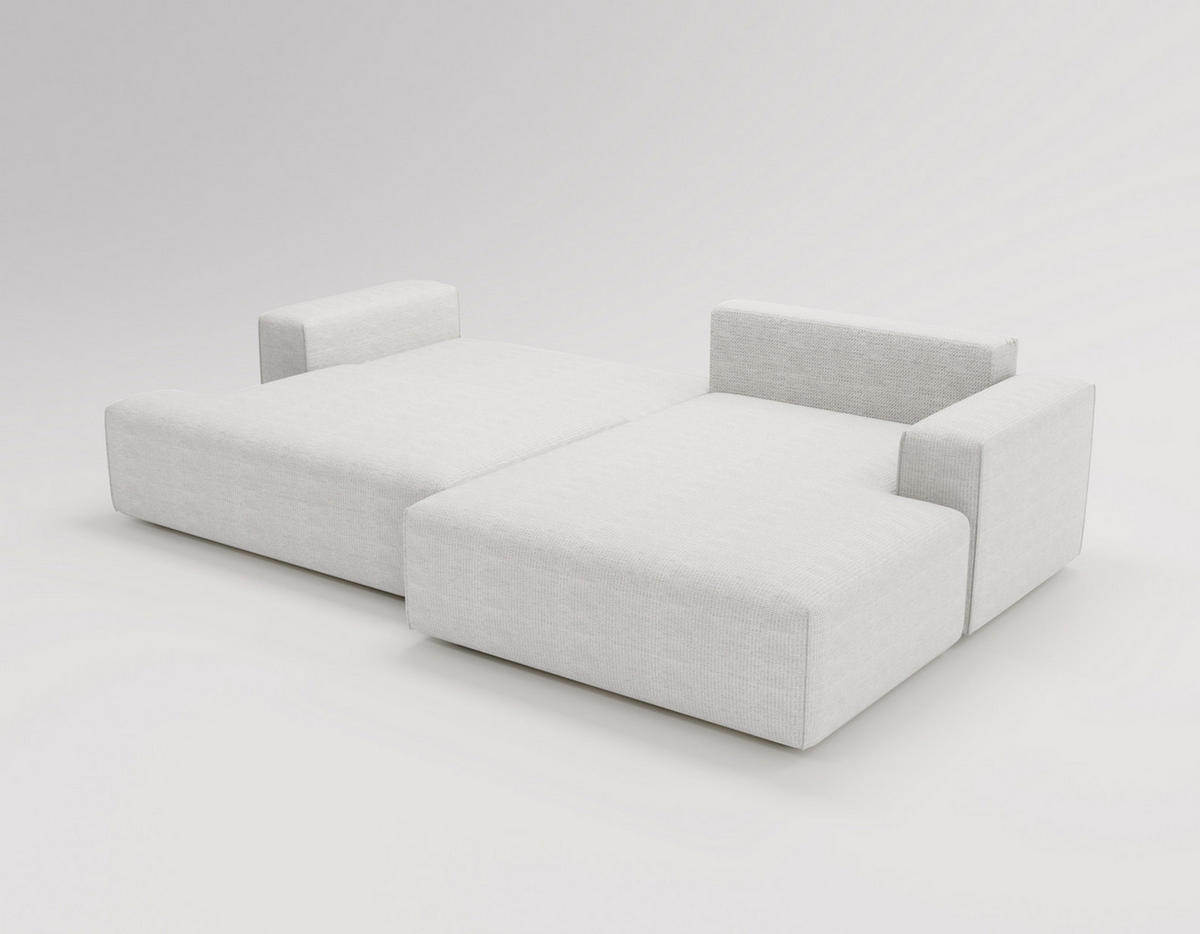 ECKSOFA L-Form 270 cm Boston mit Bettkasten, Schlaffunktion, Rechts, Creme - Creme, Holz (270/165cm) - Emporius