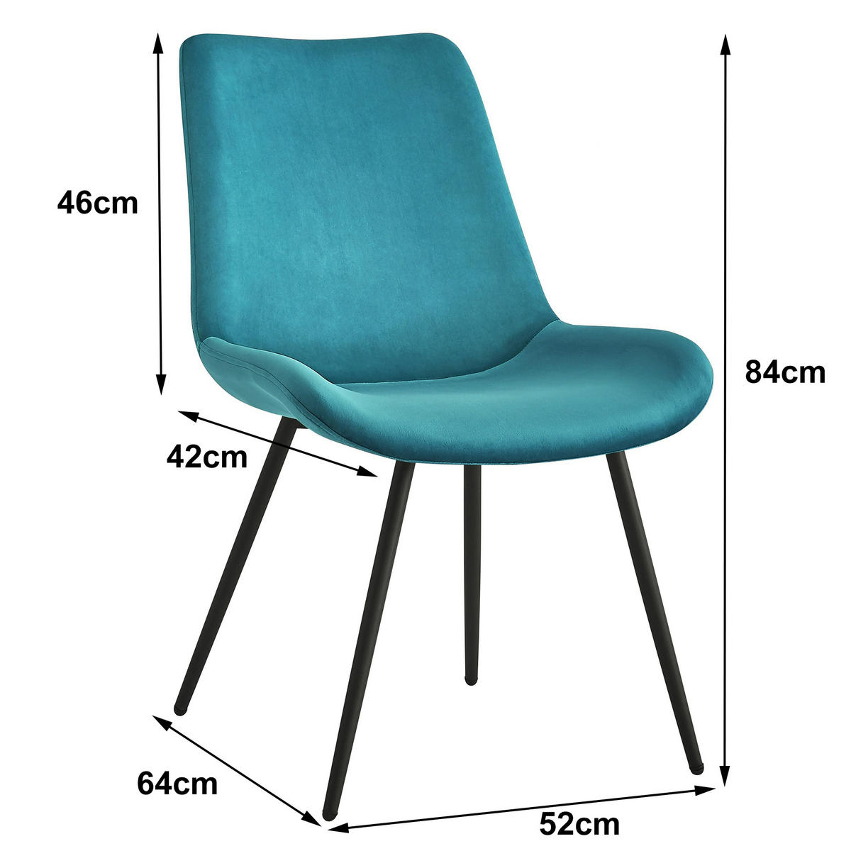 STUHL 2er-Set Samt Blau - Blau, Textil (54/84/50cm) - Nordlys