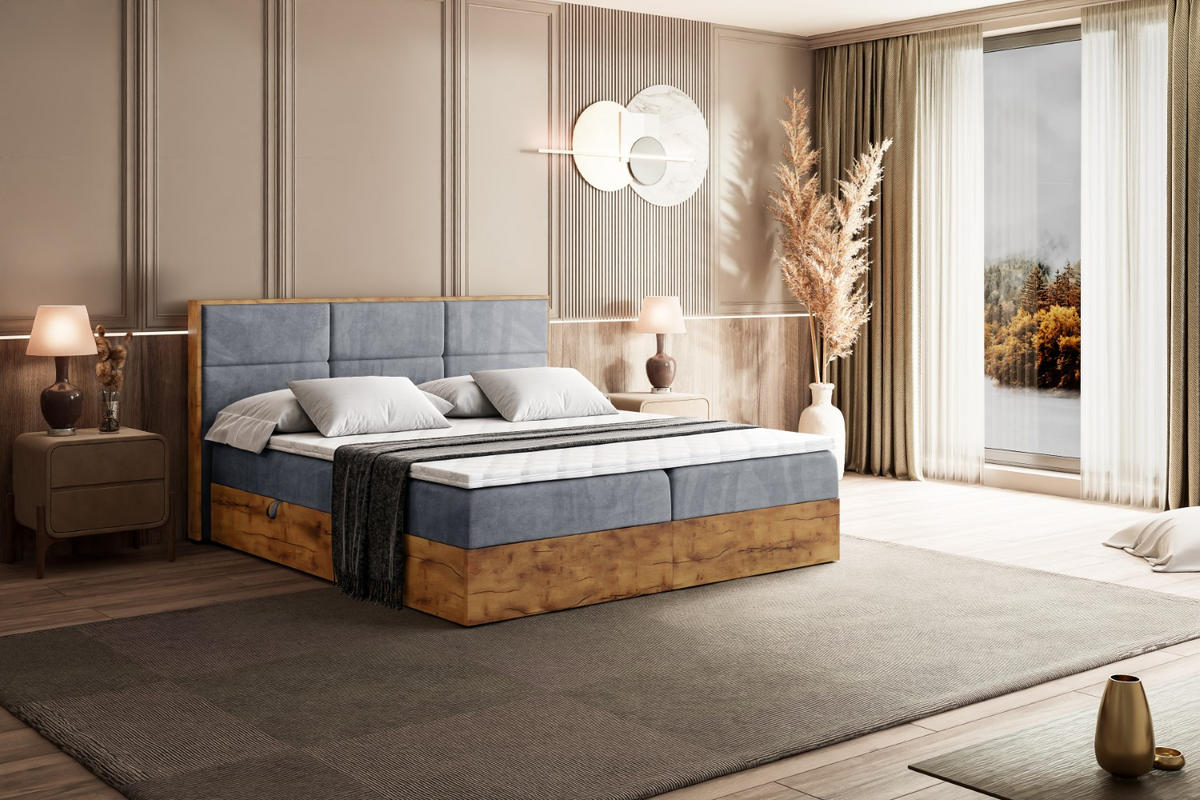 BOXBETT mit Matratze H3 und Lattenrost - LOLLI1 - 200x200 - Grau - Grau, Holzwerkstoff/Kunststoff (200/200cm) - ALTDECOR