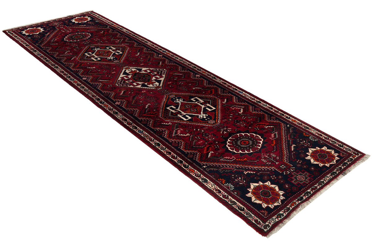 LÄUFER Orient handgeknüpft Gashgai Rot 302/77 cm Schurwolle - Rot, Textil (77/302cm) - Looma