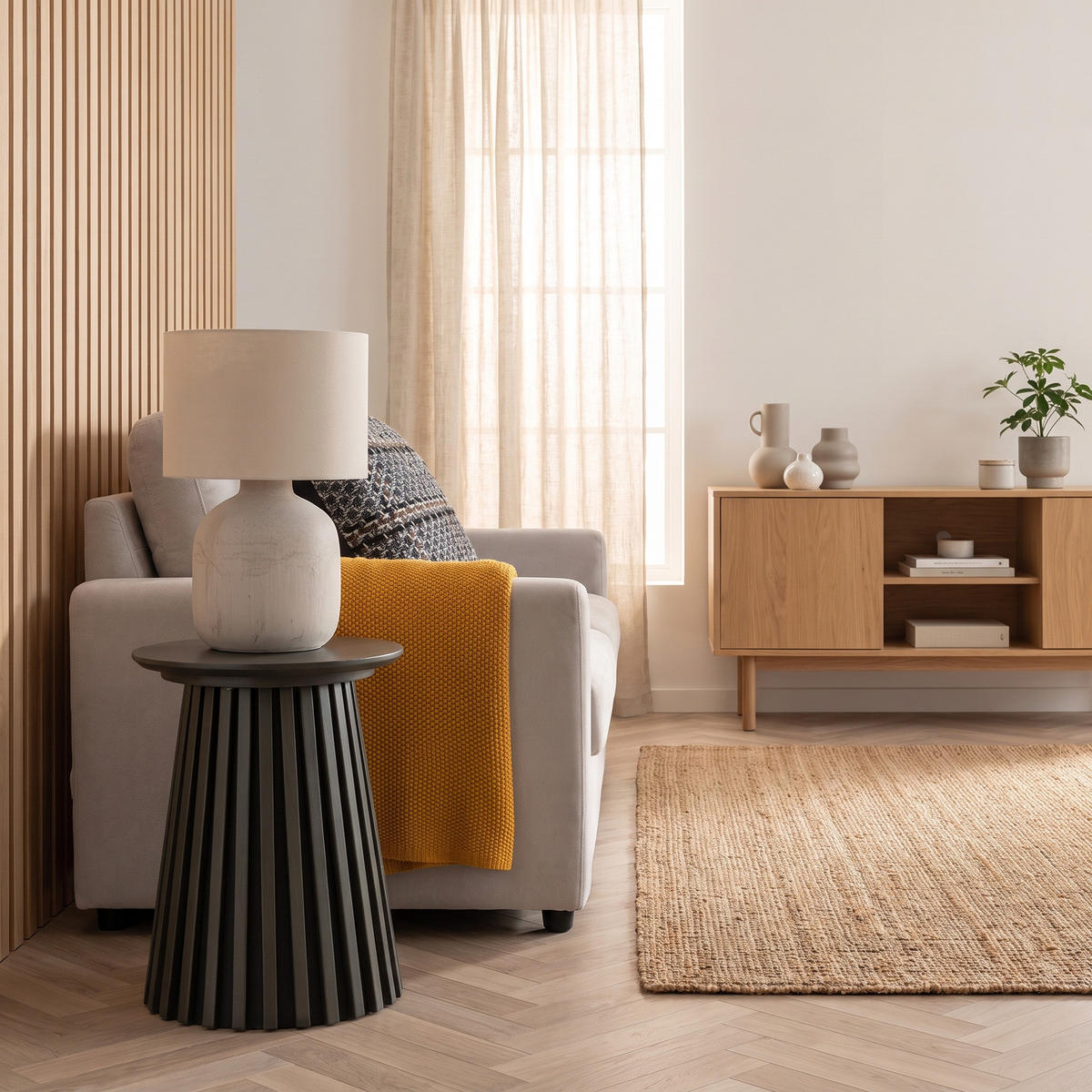 SIDOBORD Osaka 40 x 40 x 50 cm – svart - Svart, Träbaserade material (40/40/50cm) - ebuy24