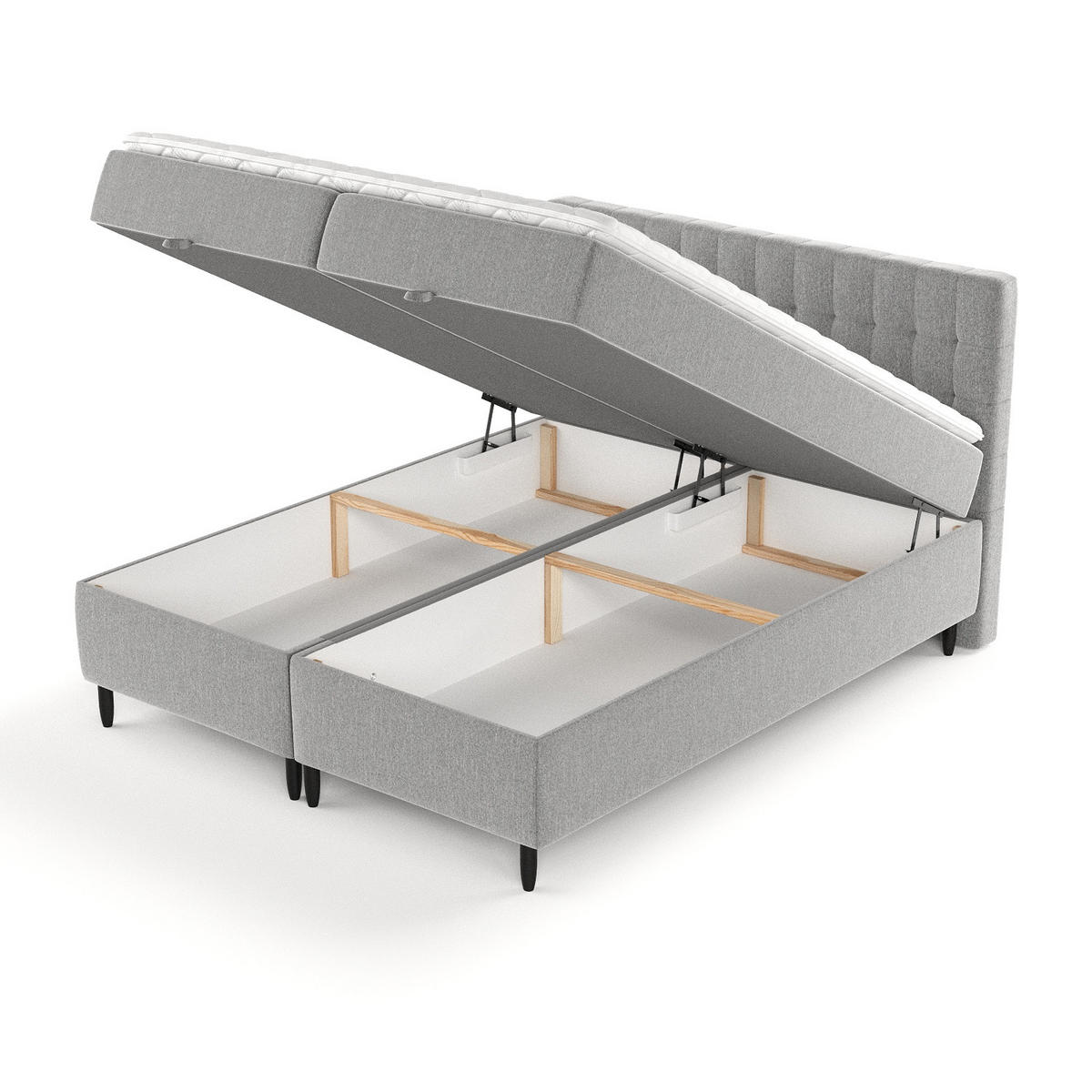BOXBETT Milo Grau 160/200 cm - Schwarz/Grau, Holz/Holzwerkstoff (160/200cm) - Maison de Reve